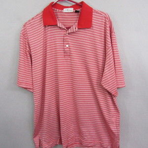 Nick Price Mens Polo Shirt L Red Striped Vintage Short Sleeve Golf